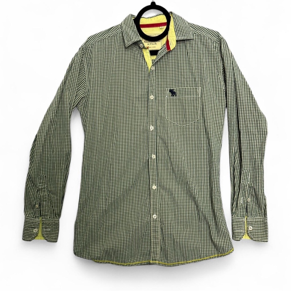 Abercrombie & Fitch Men's Green Checkered Shirt‎